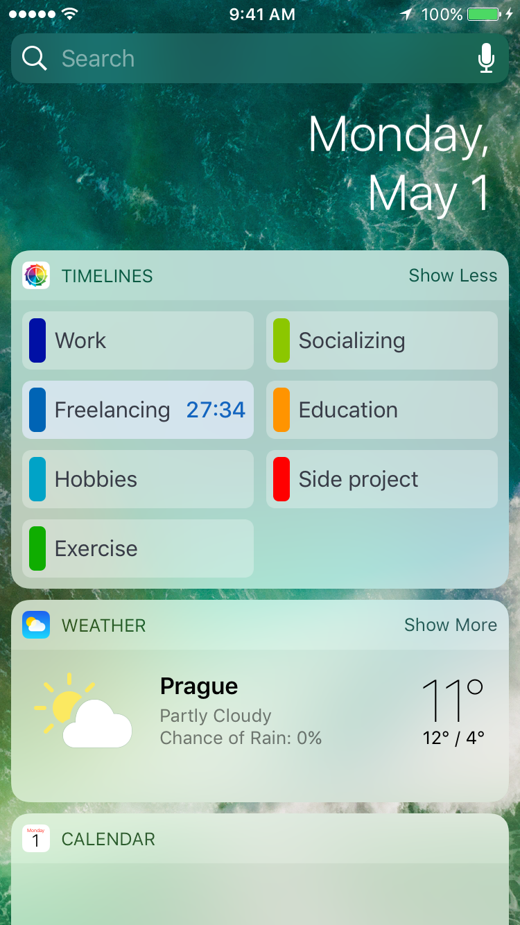 Timelines Compact Today widget screenshot