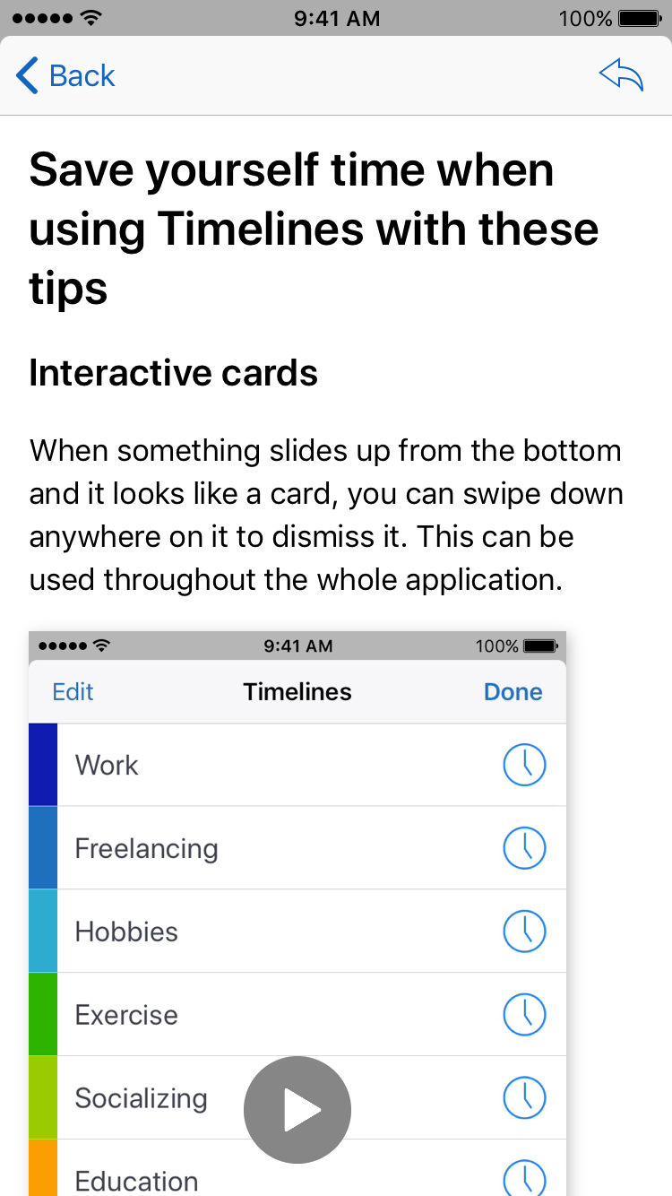 Timelines App User Guide article