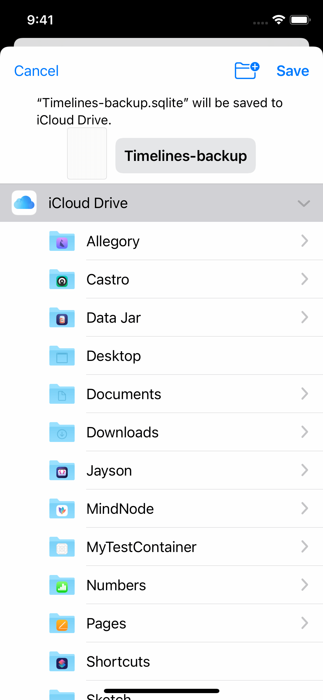 Timelines Exporting to iCloud Drive