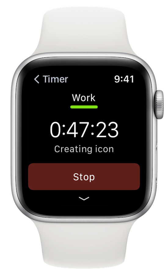 Timelines Apple Watch Tracking screen