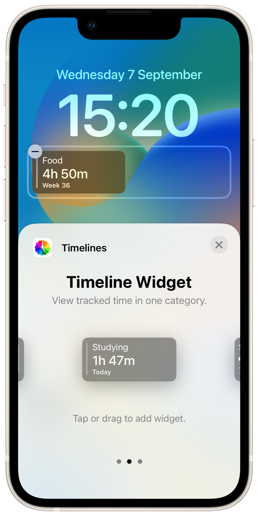 Timeline widget adding UI