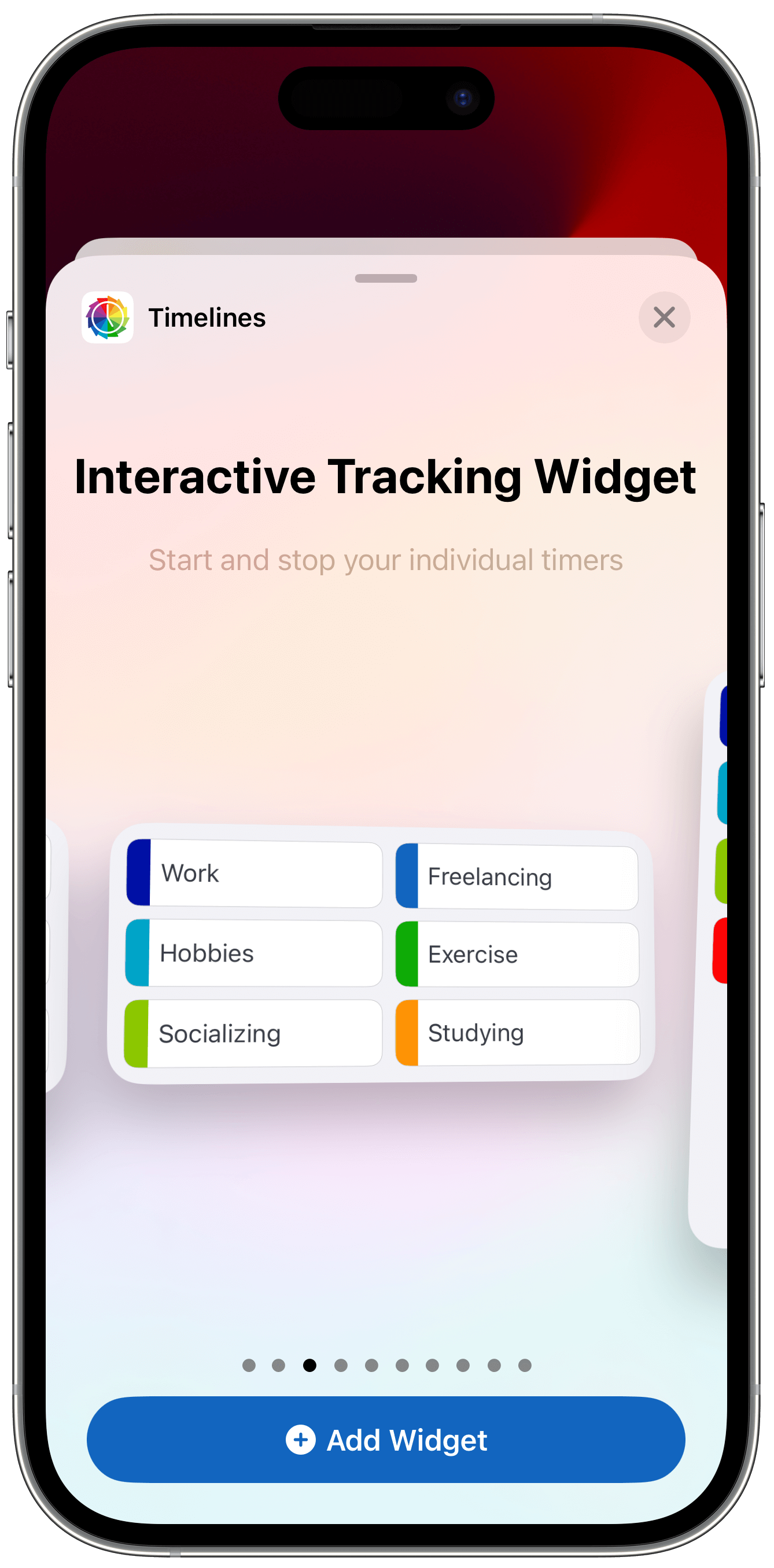 Timelines Tracking widget gallery