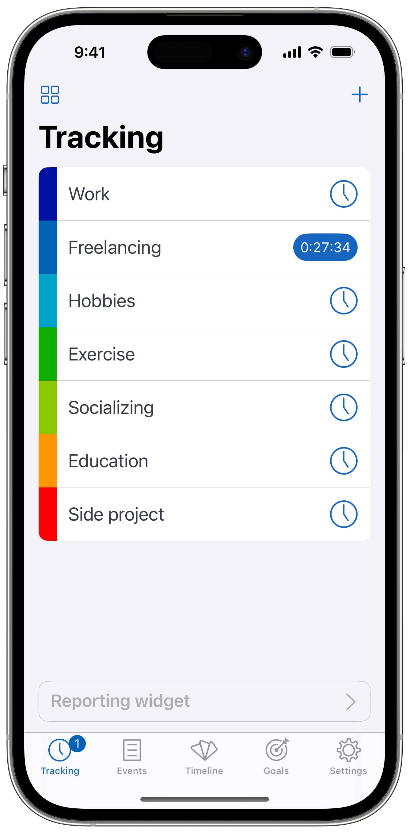 Timelines Time Tracking List